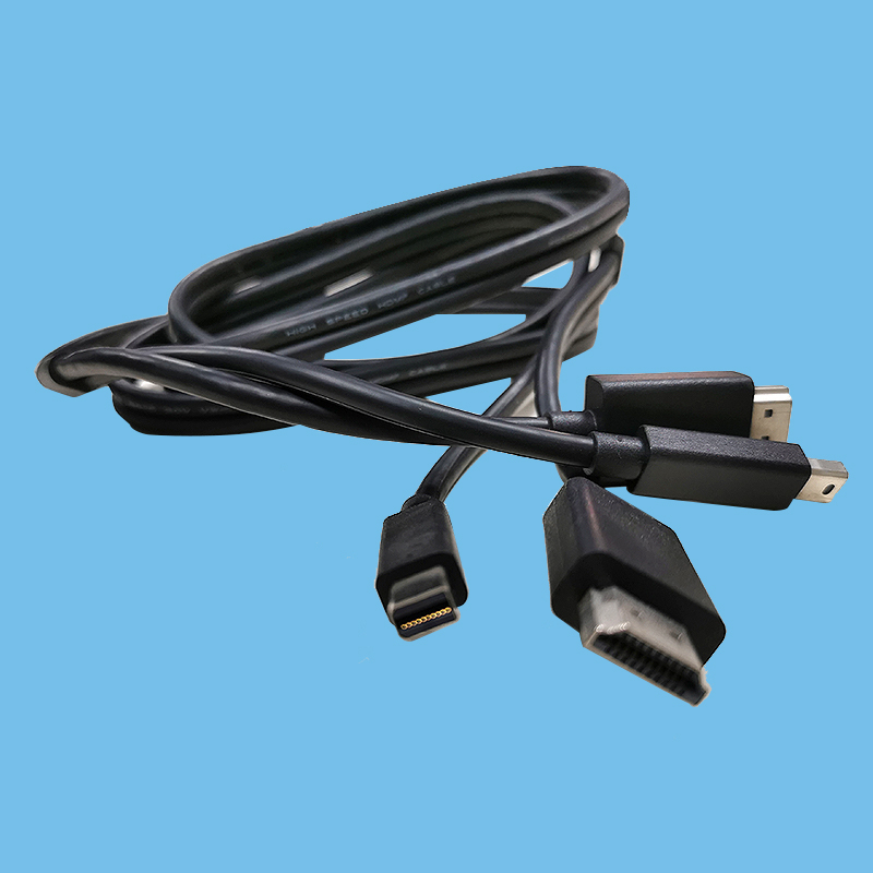 MINI DISPLAYPORT + HDMI 并行电缆公 - 公连接器镀镍外壳尺寸 0.5MT ~ 30.MT 黑色